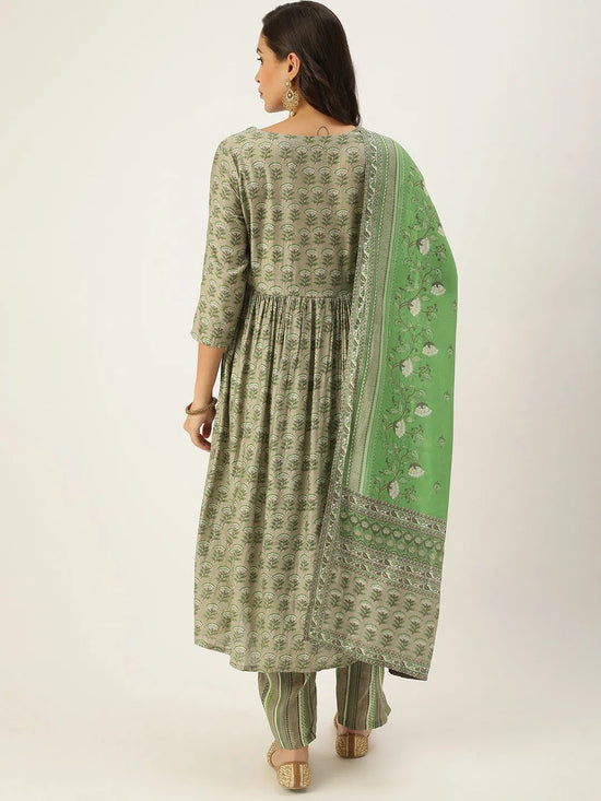 Women's Grey Printed Kurta Sets-GW-2427-Grey