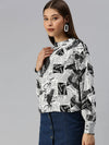 Women White Printed Top-AE-7022-Whiteblack