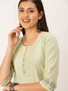 Women's Green Solid Straight Kurta-DF-1197-Green