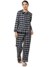 Smarty Pants Women's Brush Cotton Navy Blue Color Checks Night Suit-SMNSP-769B-S