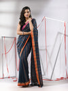 Dark Grey Soft Cotton Saree With  Zari Stripe Designs-MA55CT06530051