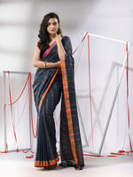 Dark Grey Soft Cotton Saree With  Zari Stripe Designs-MA55CT06530051