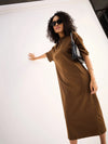 Women Brown Oversized T-Shirt Dress