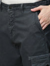 Genips Men's Dark Grey Cotton Stretch Bahamas Cargo Fit Solid Cargo