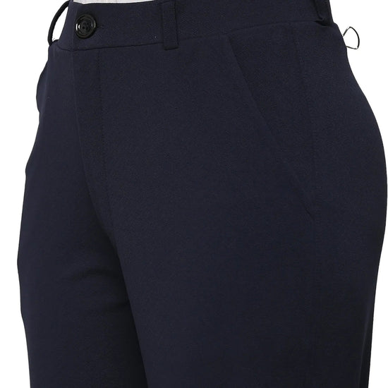 Smarty Pants Women's Ployester Lycra Bell Bottom Navy Blue Formal Trouser-SMPT-906D-S