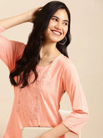 Women's Peach Solid Kurta Set-SKC-3307-Peach