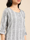 Women's Grey Solid Straight Kurta-SKC-3312-Grey