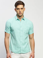 Men Green Solid Shirt-BRION-1804-Seagreen