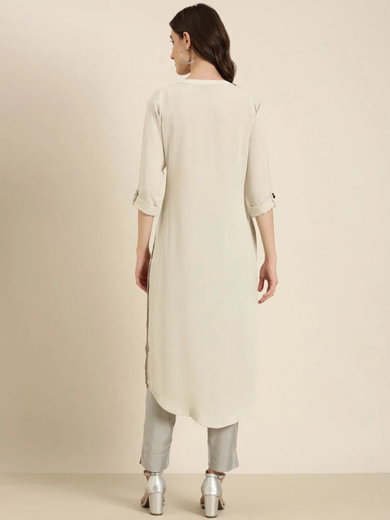 Women Beige Solid Straight Kurta-SKC-7910-Beige