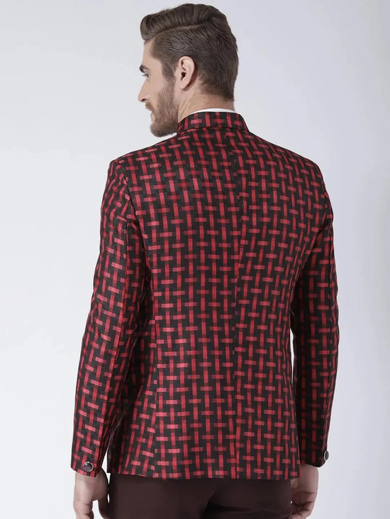 Hangup Men Standard Checkered Men Formalwear-F3_5B_Blazer