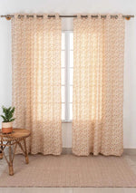 Calico 100% cotton ethnic sheer curtain for living room - Light filtering - Amber - Pack of 1-230823133