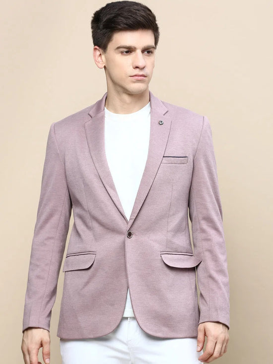 Men Mauve Solid Casual Blazers-LBR-5500-Mauve