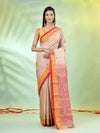 Beige Tussar Silk Saree With Woven Paisley Borders-MA66TUS432590047