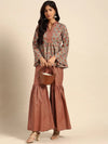 Kurti with sharara in Grey and Maroon