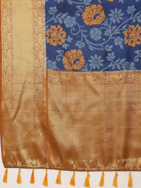 Floral Beauty Grandeur Saree-SZ-DGRUHI-BU-2161