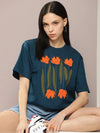 Dillinger Blue Graphic Oversized T-Shirt-WMNCR397PED-XS