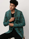 Men Blue Printed Casual Blazers-SOBLZ-082-5-Turquoiseblue