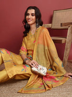 Ahika Polyester Floral Yellow Indian Ethnic-PKSKD2416_XS