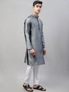 Collar Embroidered Kurta Pyjama-JOKP-P-692Grey