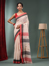 Cream Cotton Handwoven Soft Saree-MA50CT06550091