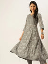 Women's Grey Printed Kurta Sets-RF-1335-Grey