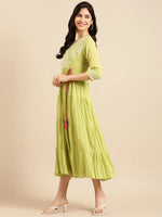 Women's Green Solid A-Line Kurta-ON-545-Green