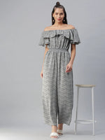 Women's Grey Printed Jumpsuit-AE-9926-Grey