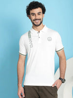 Venitian Men Double Mercerised Printed Polo Neck WHITE T-Shirt for Men