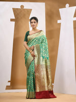 Cool Green Silk Banarasi Saree With Zari Woven Designs-MA53BSL441050004