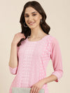 Women Pink Embellished Straight Kurta-SKC-1243-Pink