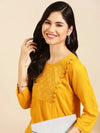 Women's Yellow Solid Straight Kurta-ON-571-Mustard