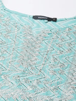 Women Turquoise Blue Chevron Straight Kurta-AT-A403-K-Turquoiseblue