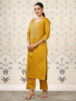 Avanshee Women's Latest Solid Embroidred Cotton Blend Kurta And Pant Set-KP-7931