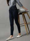 Women's Navy Blue Solid Slim Fit Denim Jeans-GZ-5169-2-Navyblue