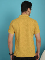 Venitian Men  Pique Matty Cotton Yellow Colour Polo Neck All Over Printed T-Shirt