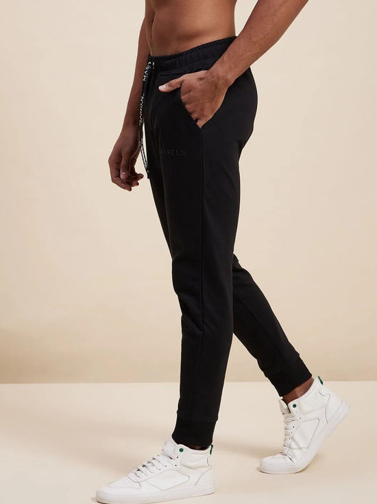 Men's Black MASCLN Puff Print Joggers