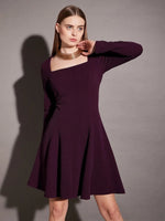 Short Flare Dress with cut-out back in Purple Color