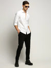 Men White Solid Shirt-RAYMONDSDOBBY-265-White