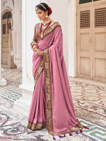 Saree Mall Women's Vichitra  Mauve Embellished Designer Saree With Blouse Piece-TRIYA81898