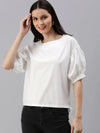 Women's White Solid Top-SH-7161-White