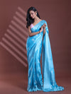 Sky Blue Silk Soft Saree With Paisley Print-MA60BSL01400048