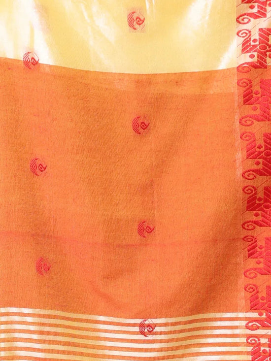 Yellow Bengali Style Cotton Soft Saree With Kashful Borders-MA62CT33550041