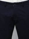 Genips Men's Cotton Stretch Caribbean Slim Fit Navy Solid Trousers