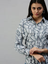 Women's Grey Printed Shirt-AE-10199-Grey