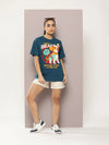 Dillinger Blue Graphic Oversized T-Shirt-WMNCR516PED-XS