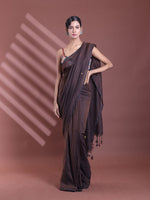 Brown Pure Cotton Soft Saree With Sequined Work-MA59CT06510036