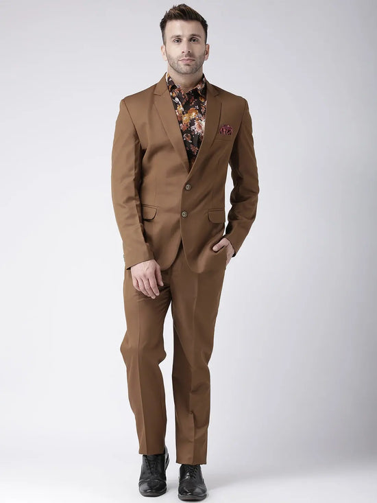 Hangup Men Standard Solid Men Formalwear-BrownBlazer