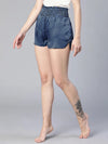 Night Navy Blue Check Print Elasticated High Waist Women Nightwear Shorts