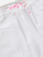 Girls White Twill Drawstring Shorts