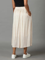 Women's Cream Checked Culottes-AE-10402-Cream